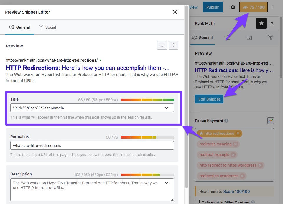 Rank Math Snippet Editor'da SEO Başlığını Girin