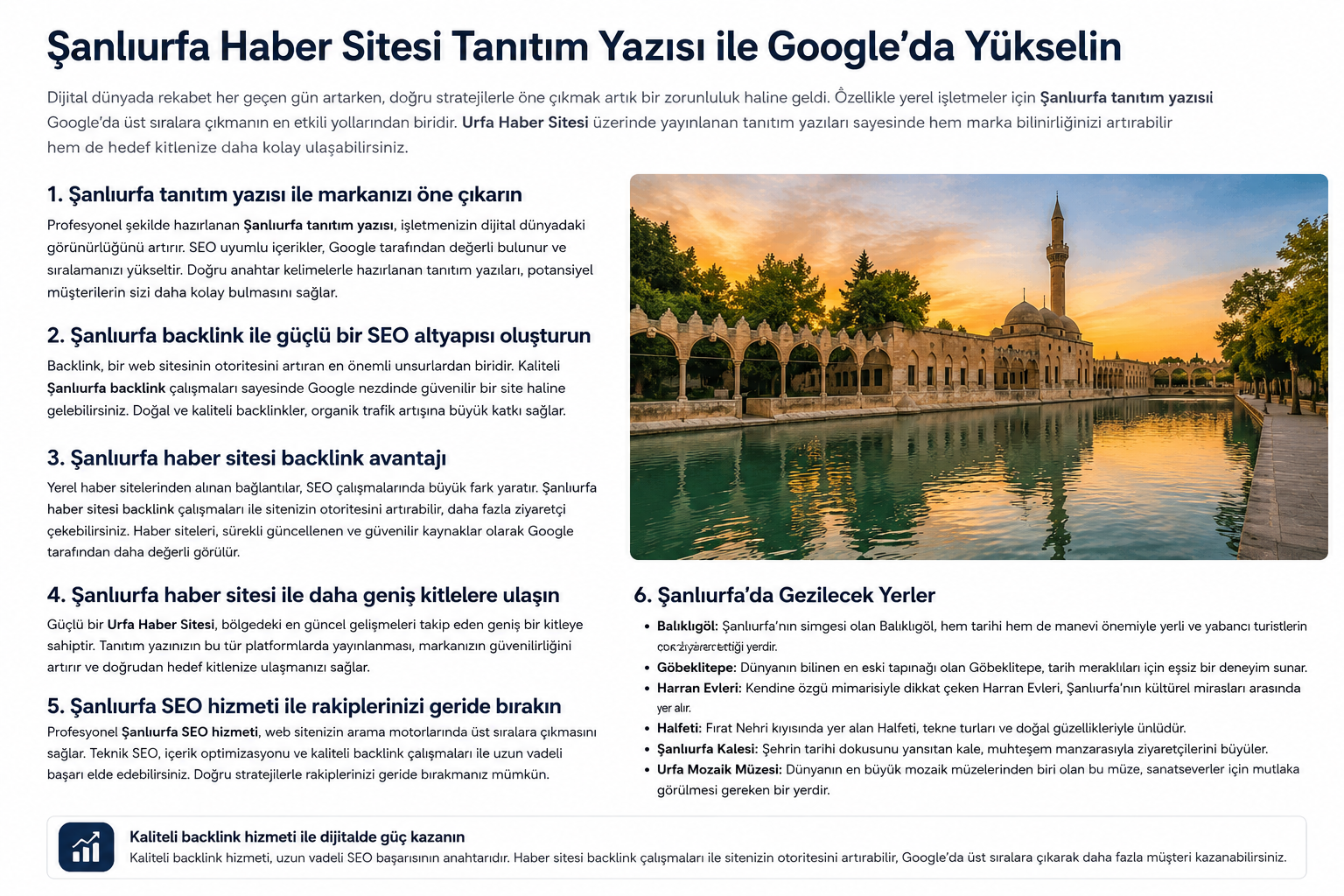 Şanlıurfa Haber Sitesi Tanıtım Yazısı ile Google’da Yükselin